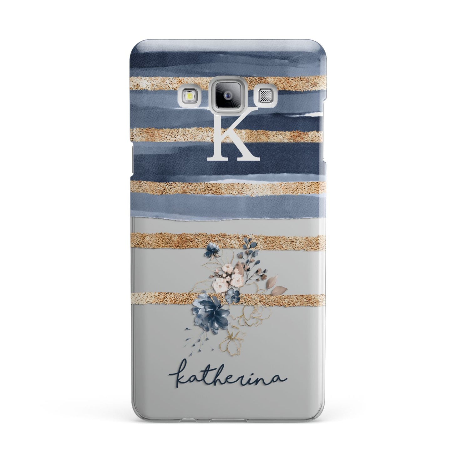 Personalised Gold Striped Watercolour Samsung Galaxy A7 2015 Case