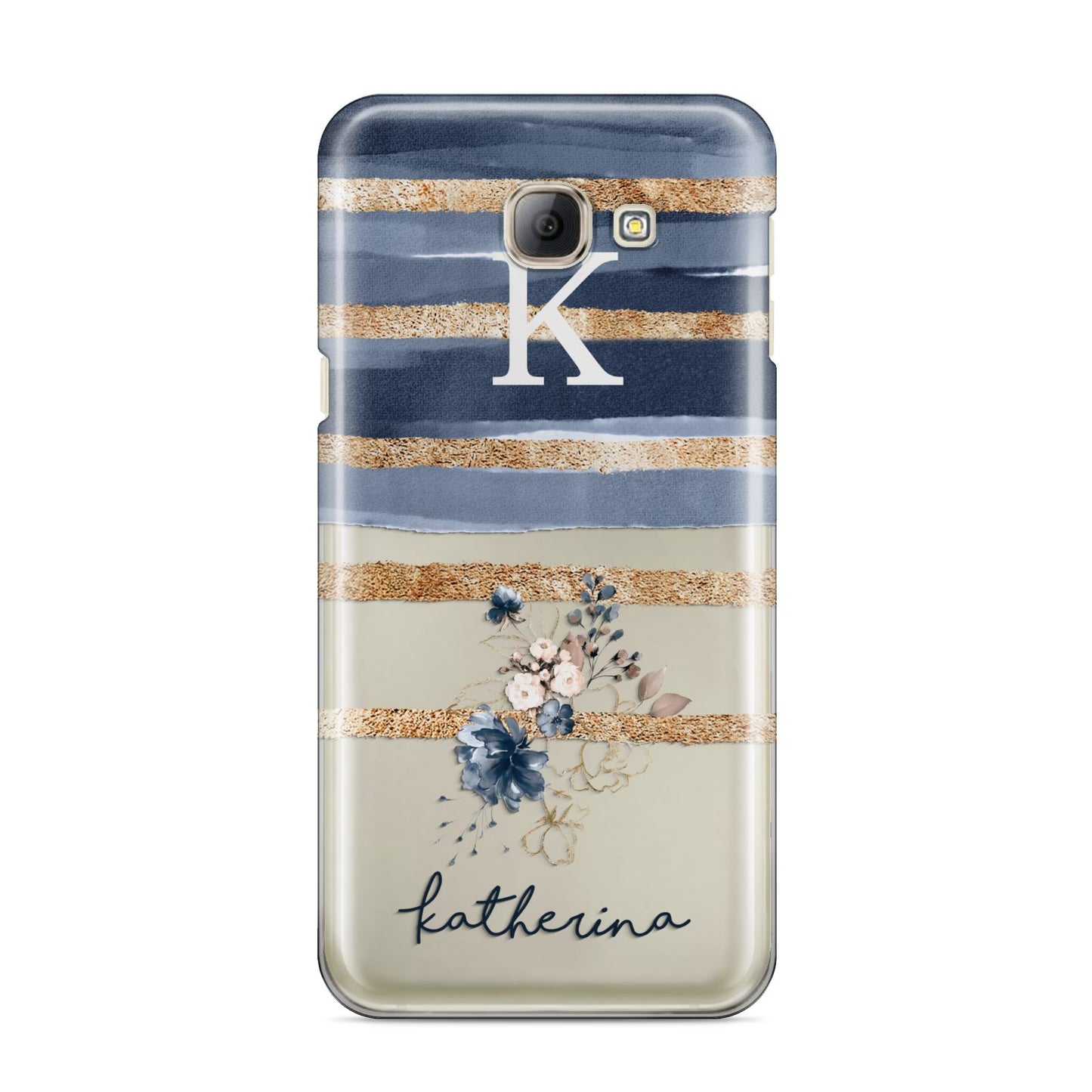 Personalised Gold Striped Watercolour Samsung Galaxy A8 2016 Case
