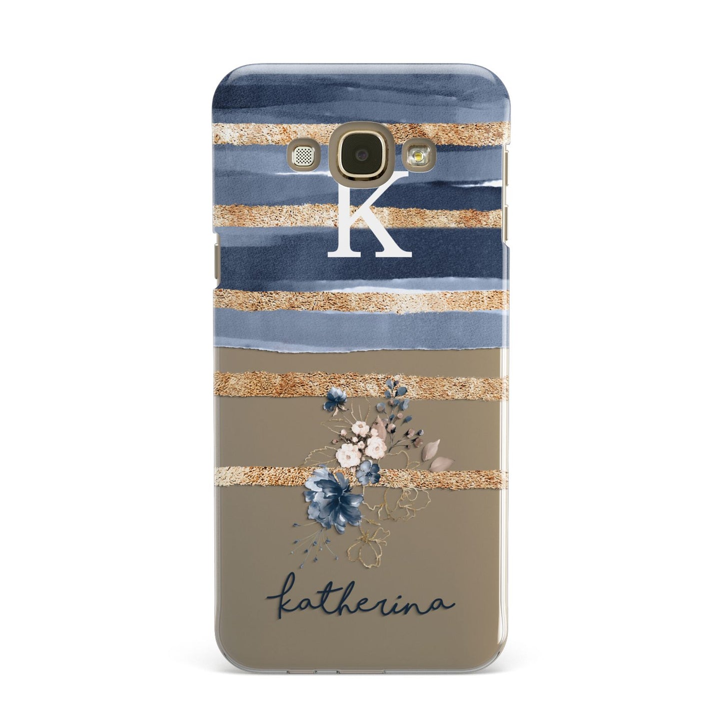 Personalised Gold Striped Watercolour Samsung Galaxy A8 Case