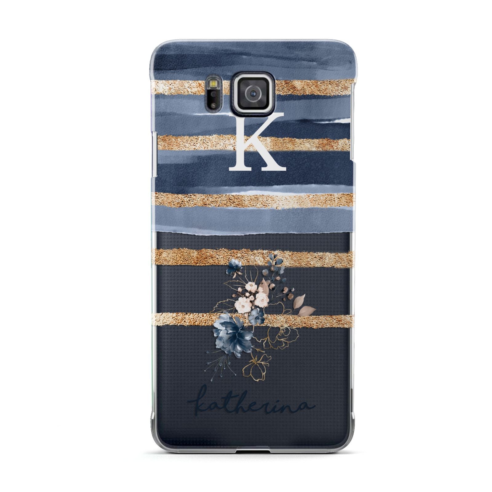 Personalised Gold Striped Watercolour Samsung Galaxy Alpha Case