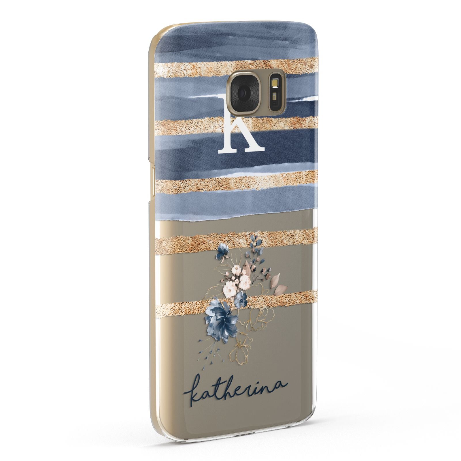 Personalised Gold Striped Watercolour Samsung Galaxy Case Fourty Five Degrees