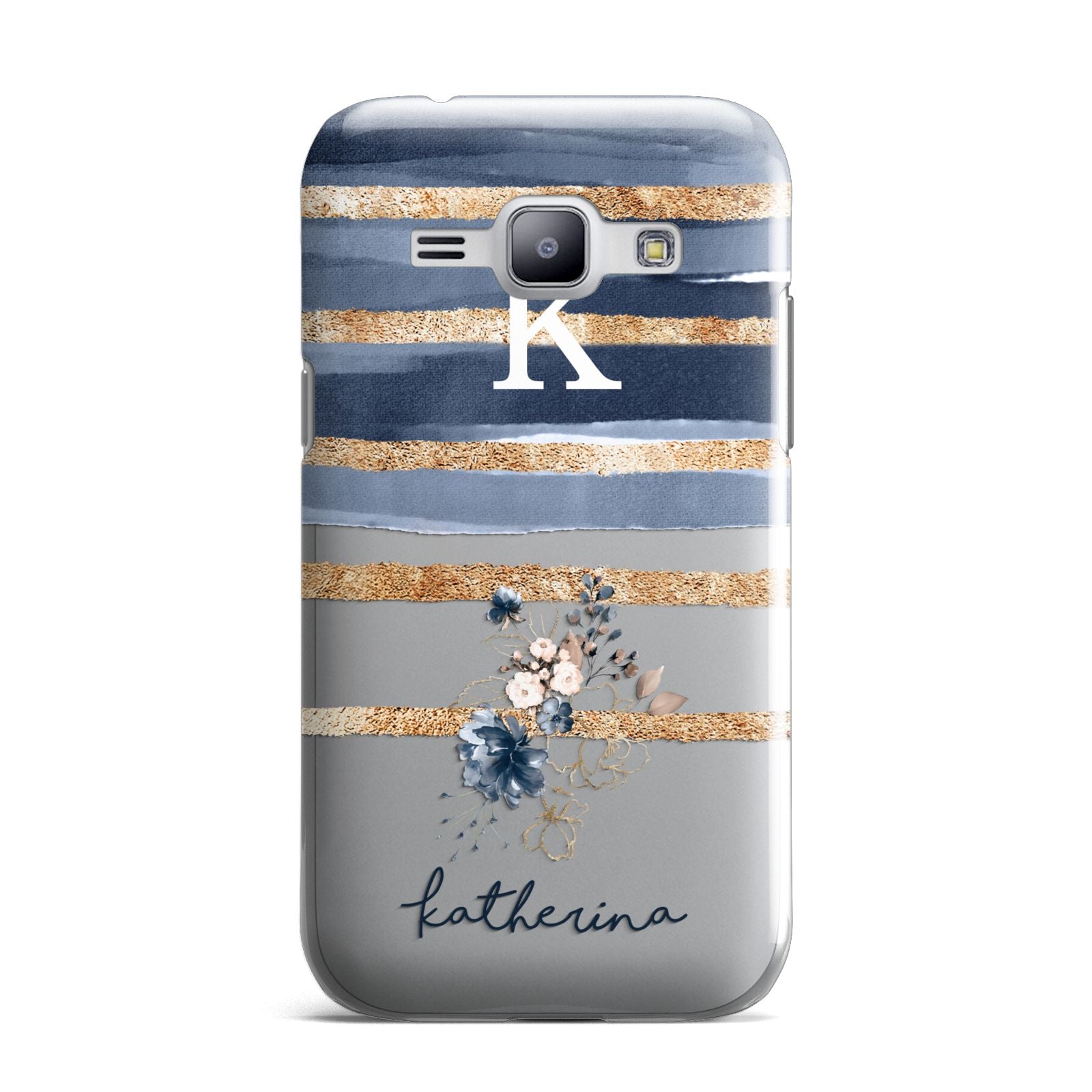 Personalised Gold Striped Watercolour Samsung Galaxy J1 2015 Case