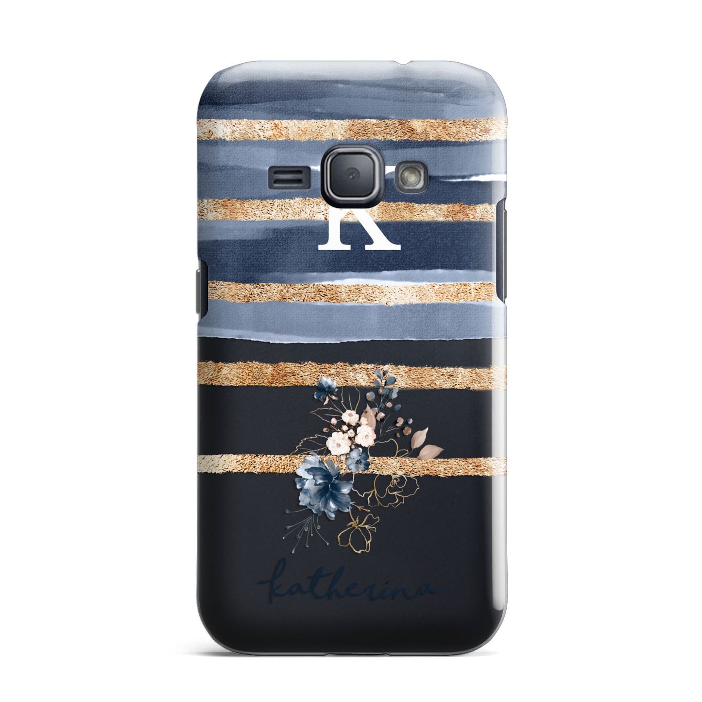 Personalised Gold Striped Watercolour Samsung Galaxy J1 2016 Case