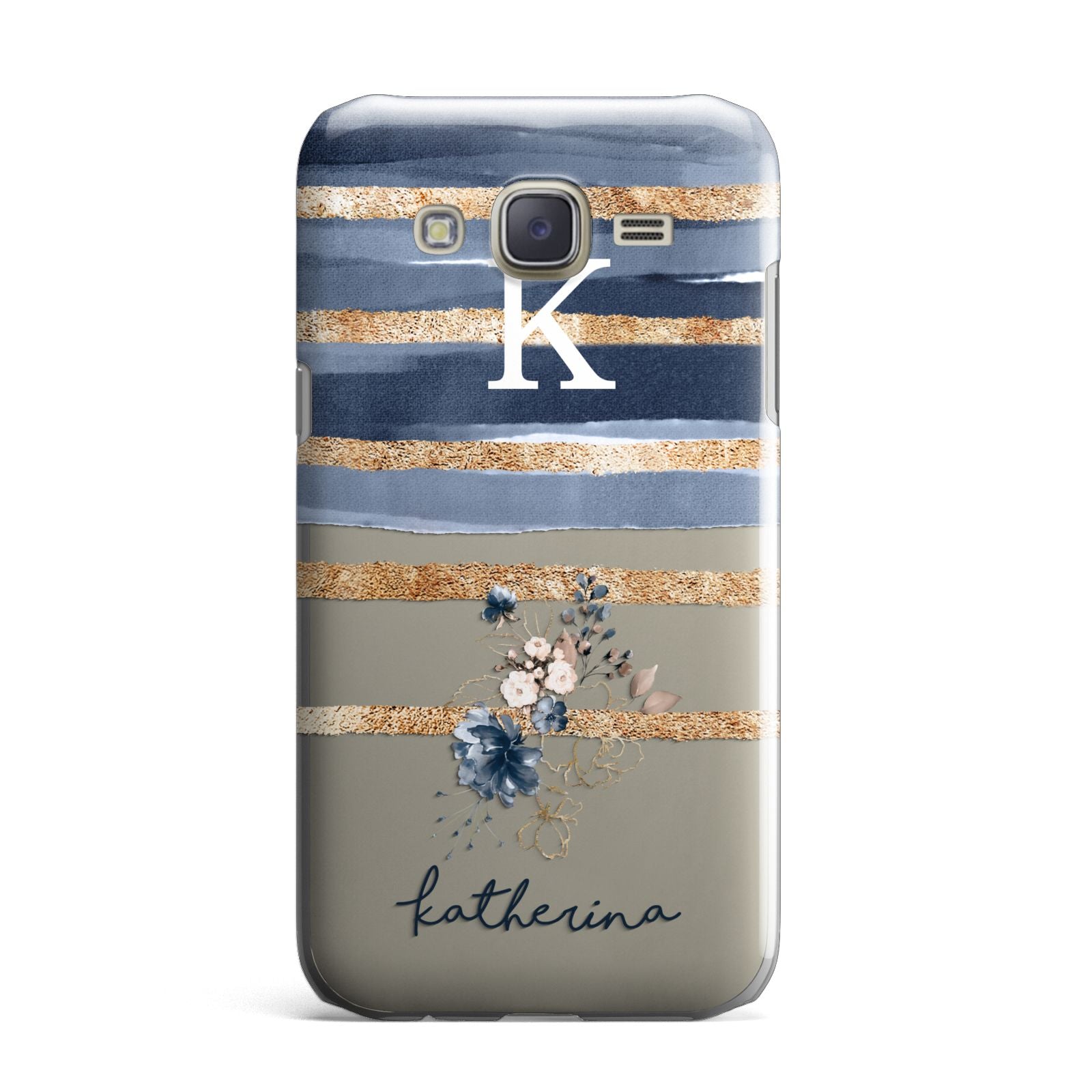 Personalised Gold Striped Watercolour Samsung Galaxy J7 Case