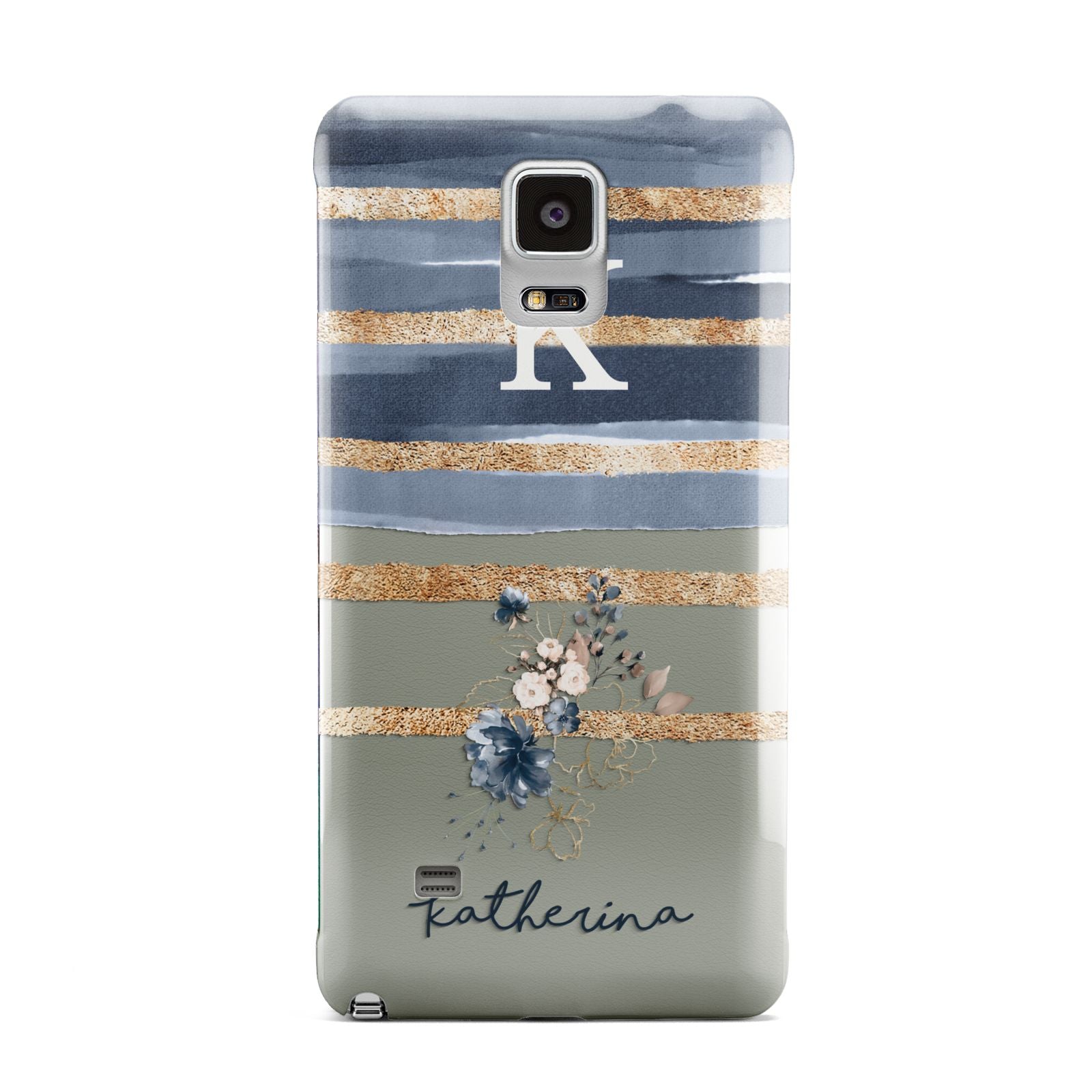 Personalised Gold Striped Watercolour Samsung Galaxy Note 4 Case