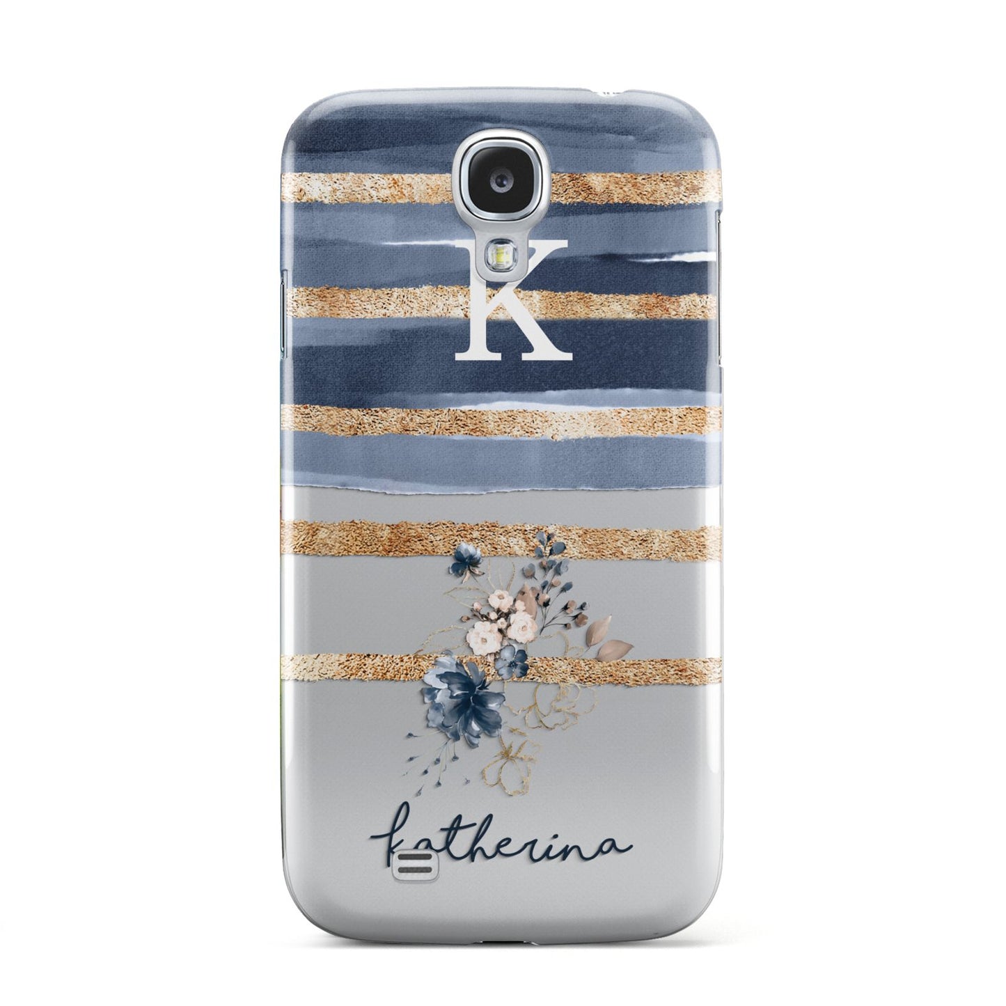 Personalised Gold Striped Watercolour Samsung Galaxy S4 Case