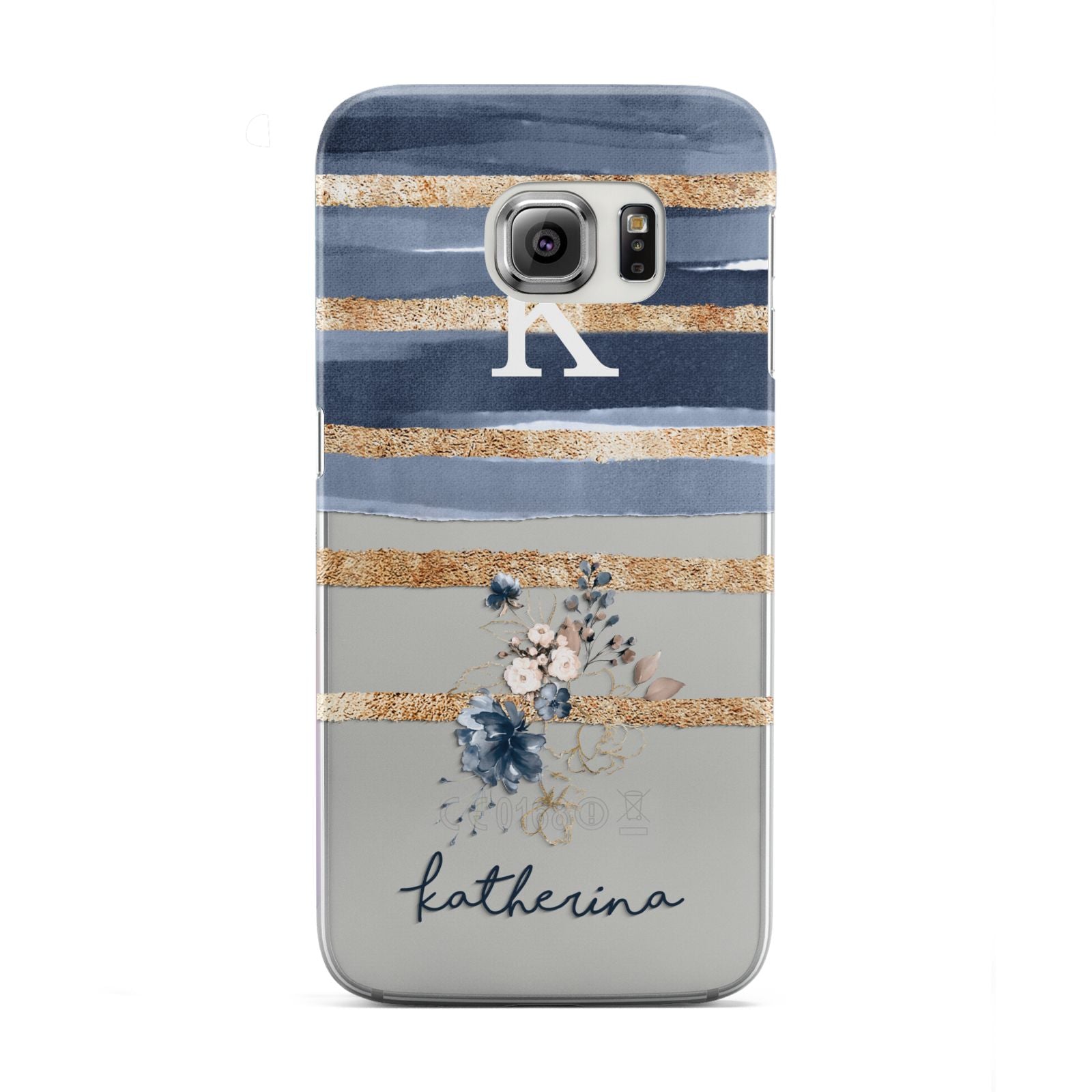 Personalised Gold Striped Watercolour Samsung Galaxy S6 Edge Case