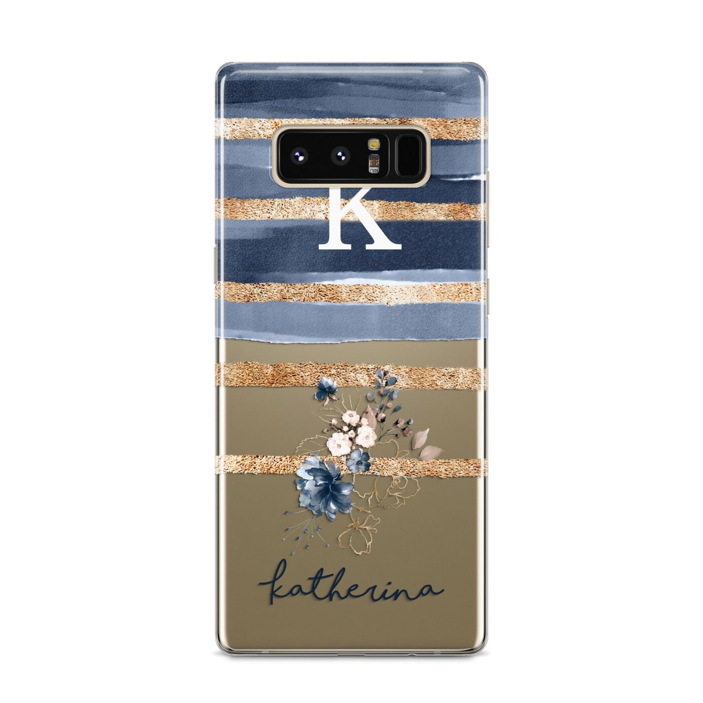 Personalised Gold Striped Watercolour Samsung Galaxy S8 Case