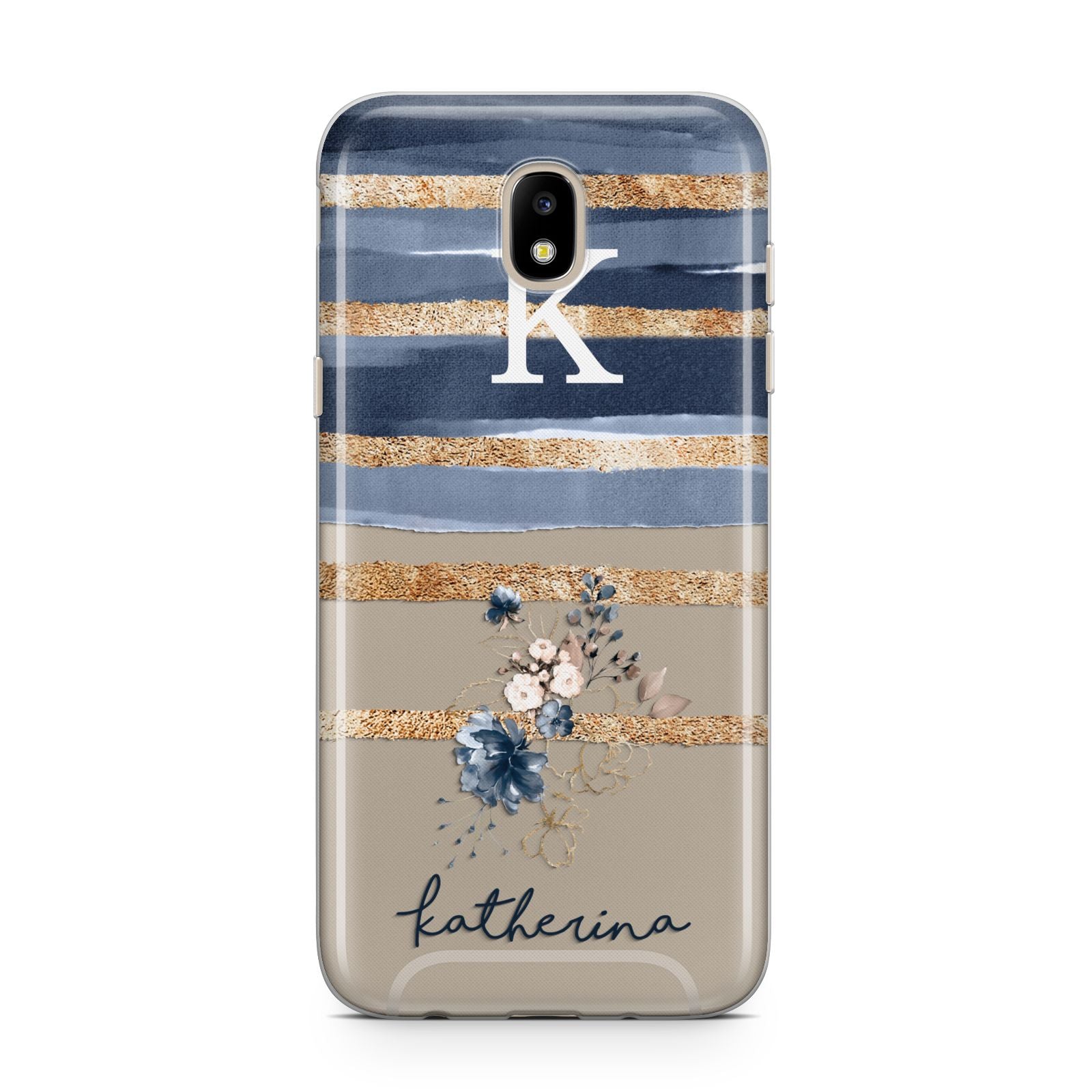Personalised Gold Striped Watercolour Samsung J5 2017 Case