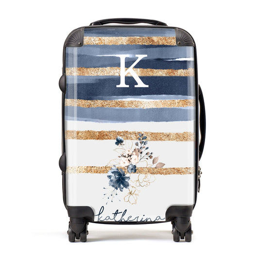 Personalised Gold Striped Watercolour Suitcase