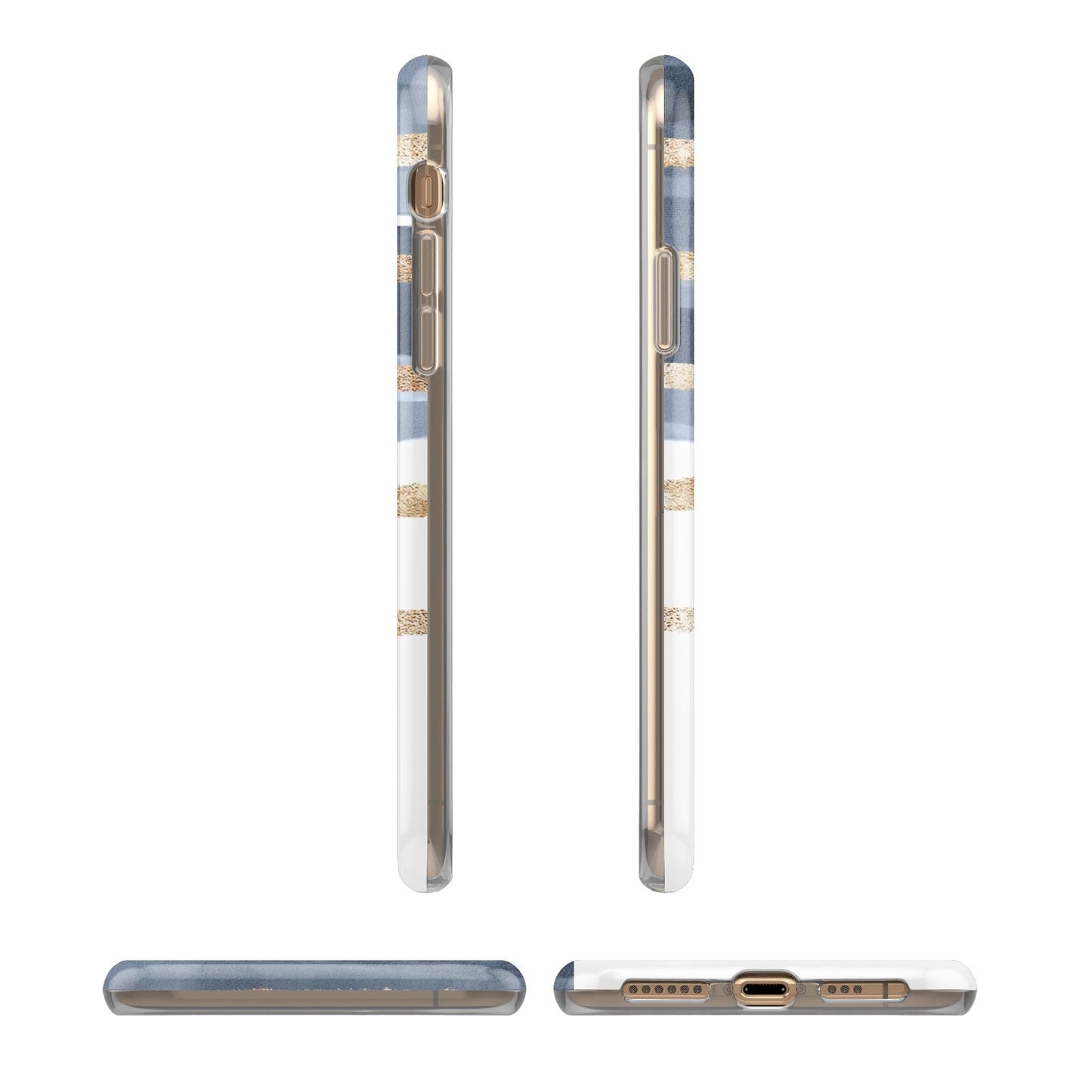 Personalised Gold Striped Watercolour iPhone 11 3D Tough Case Angle Images