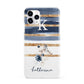 Personalised Gold Striped Watercolour iPhone 11 Pro 3D Snap Case