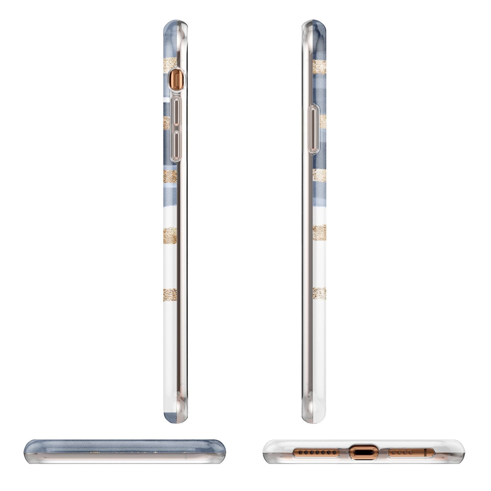 Personalised Gold Striped Watercolour iPhone 11 Pro Max 3D Tough Case Angle Images