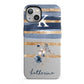 Personalised Gold Striped Watercolour iPhone 13 Full Wrap 3D Tough Case