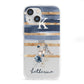 Personalised Gold Striped Watercolour iPhone 13 Mini Clear Bumper Case