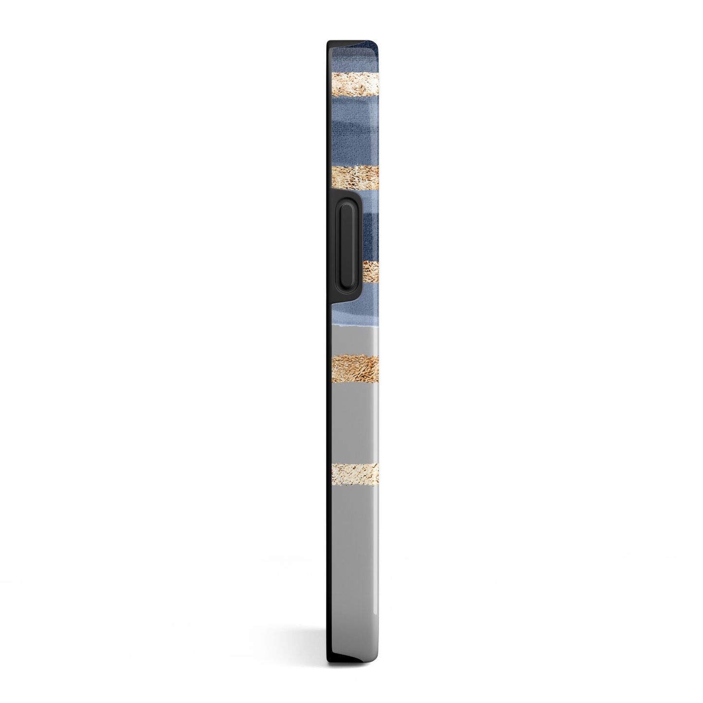 Personalised Gold Striped Watercolour iPhone 13 Mini Side Image 3D Tough Case
