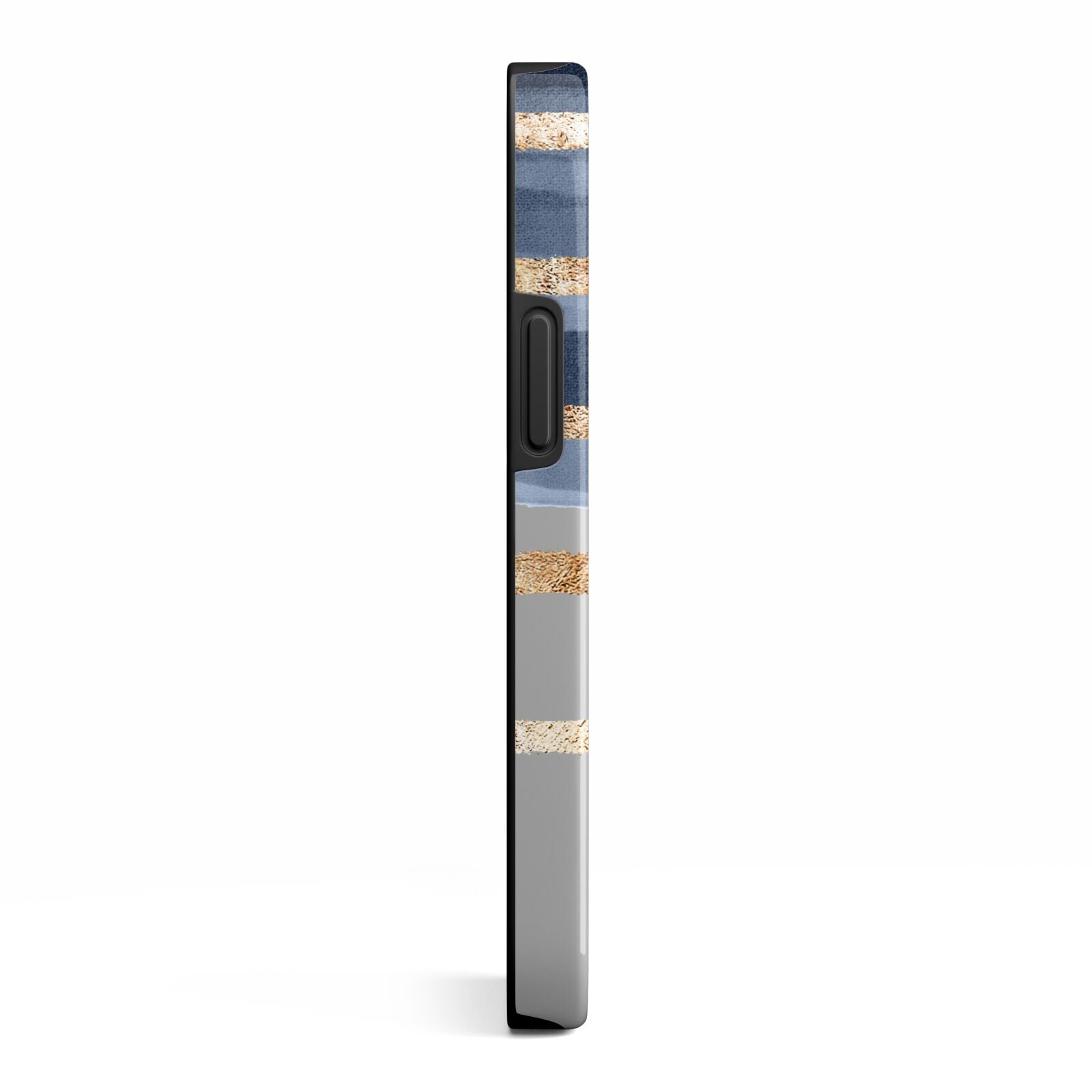 Personalised Gold Striped Watercolour iPhone 13 Mini Side Image 3D Tough Case