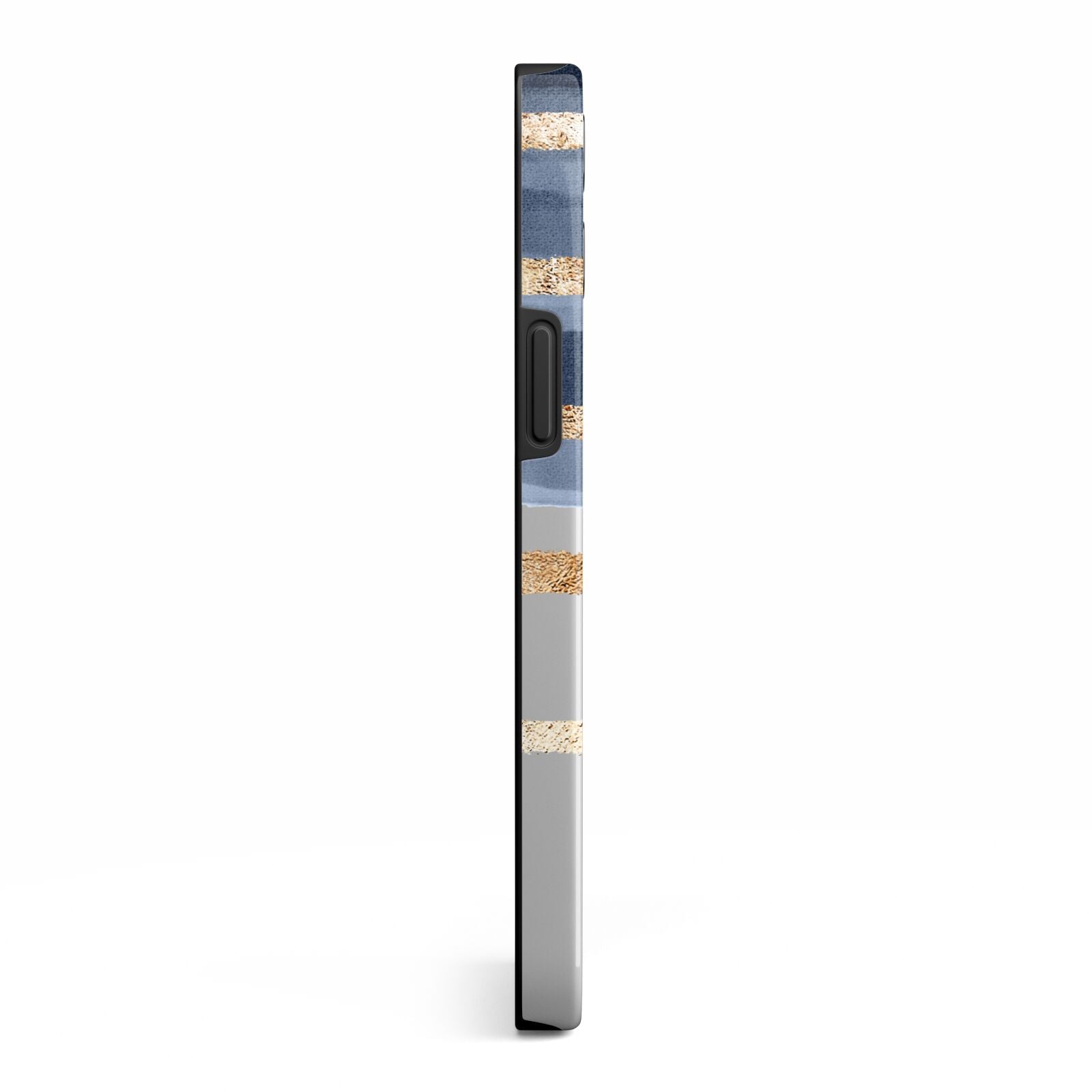 Personalised Gold Striped Watercolour iPhone 13 Pro Max Side Image 3D Tough Case
