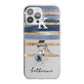 Personalised Gold Striped Watercolour iPhone 13 Pro Max TPU Impact Case with White Edges