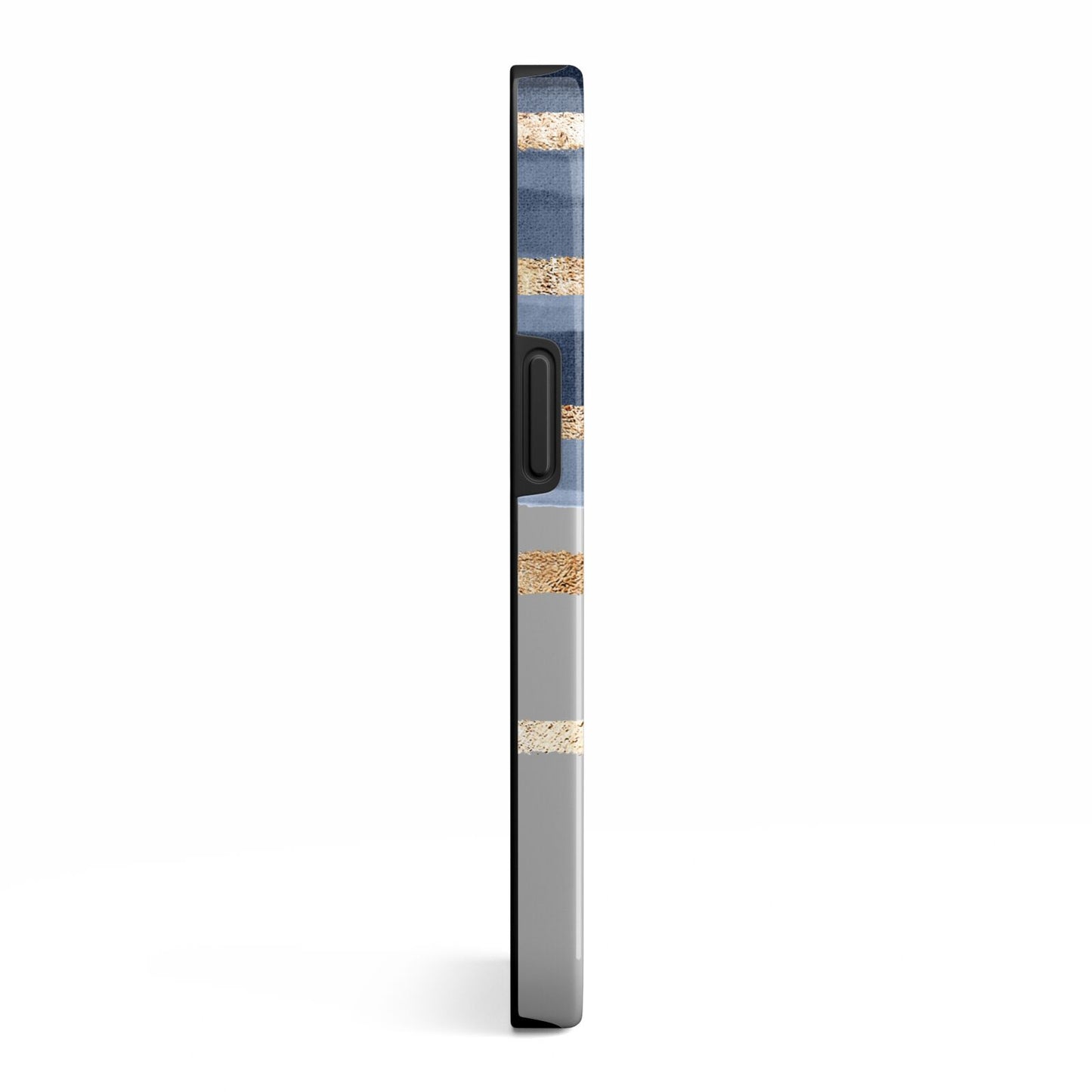 Personalised Gold Striped Watercolour iPhone 13 Side Image 3D Tough Case