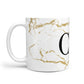 Personalised Gold Veins White Marble Monogram 10oz Mug Alternative Image 1
