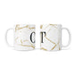 Personalised Gold Veins White Marble Monogram 10oz Mug Alternative Image 3