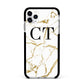 Personalised Gold Veins White Marble Monogram Apple iPhone 11 Pro Max in Silver with Black Impact Case
