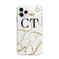 Personalised Gold Veins White Marble Monogram Apple iPhone 11 Pro in Silver with Bumper Case