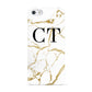 Personalised Gold Veins White Marble Monogram Apple iPhone 5 Case