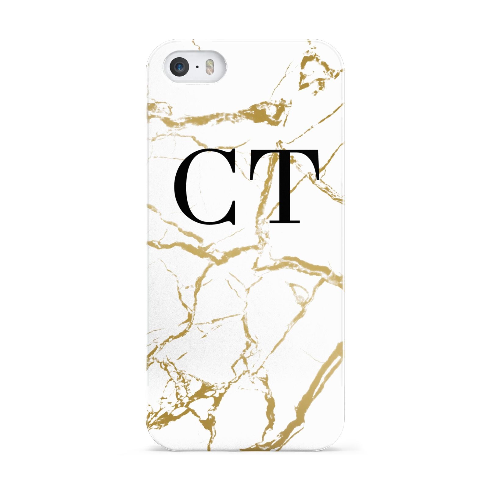 Personalised Gold Veins White Marble Monogram Apple iPhone 5 Case