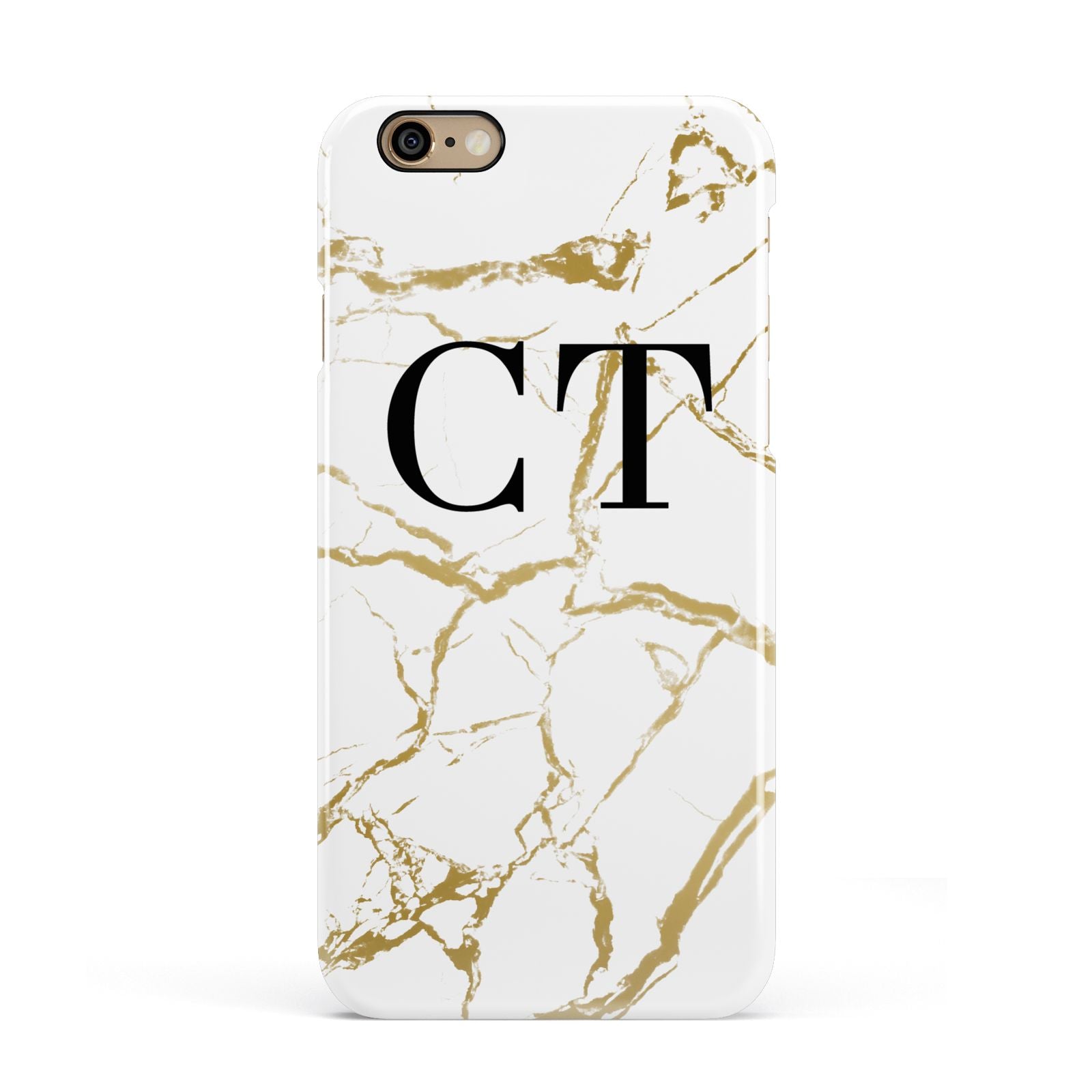 Personalised Gold Veins White Marble Monogram Apple iPhone 6 3D Snap Case