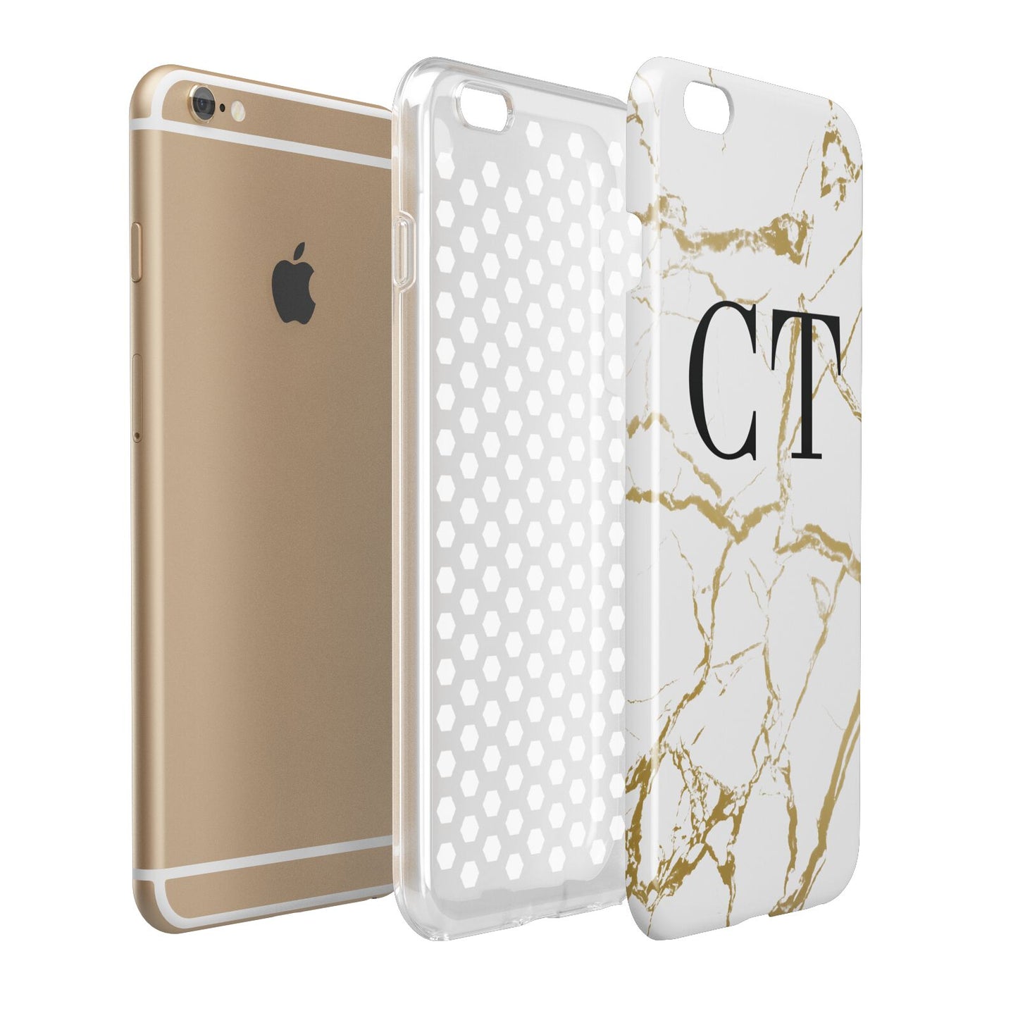 Personalised Gold Veins White Marble Monogram Apple iPhone 6 Plus 3D Tough Case Expand Detail Image