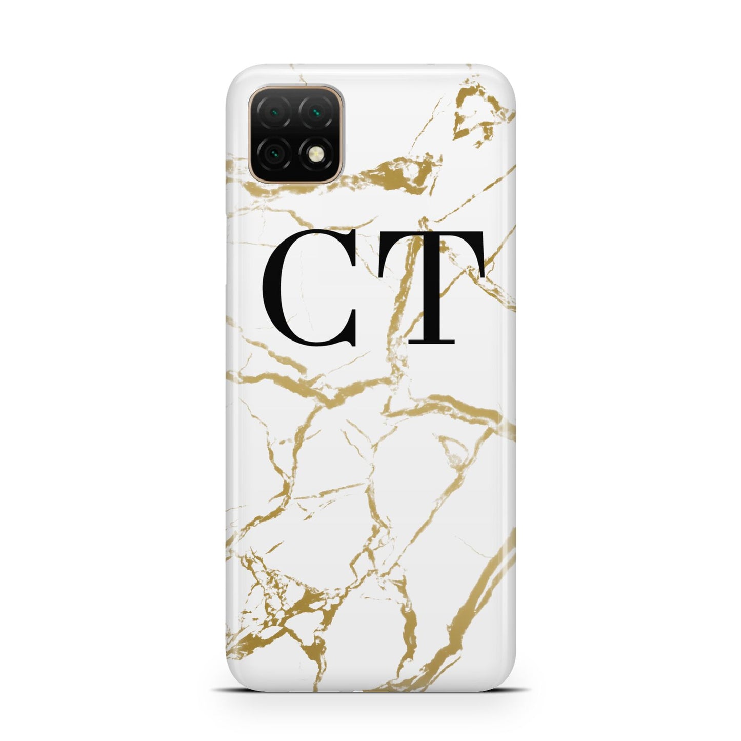 Personalised Gold Veins White Marble Monogram Huawei Enjoy 20 Phone Case