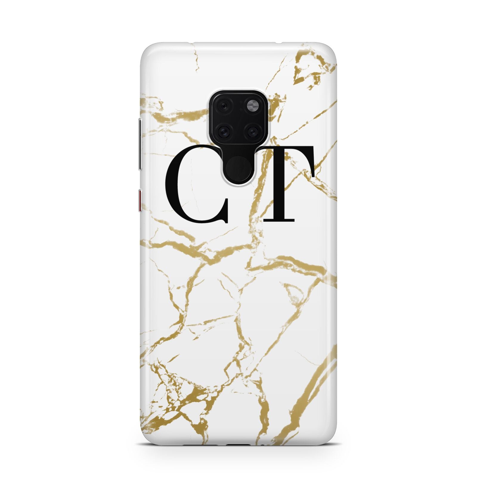 Personalised Gold Veins White Marble Monogram Huawei Mate 20 Phone Case