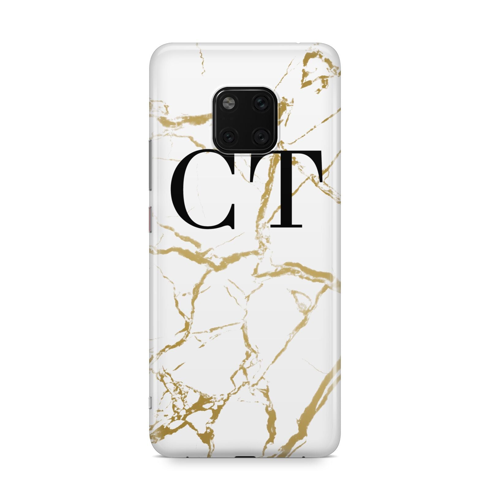 Personalised Gold Veins White Marble Monogram Huawei Mate 20 Pro Phone Case