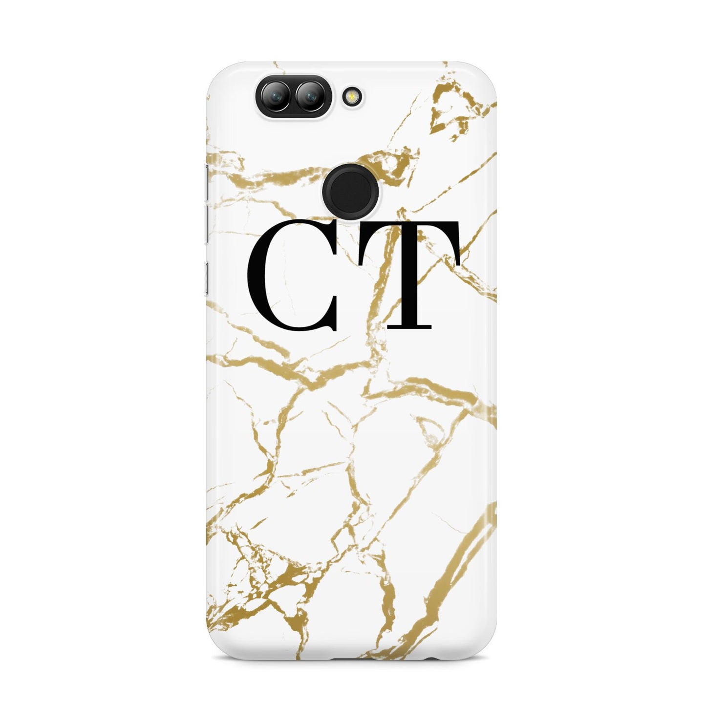Personalised Gold Veins White Marble Monogram Huawei Nova 2s Phone Case