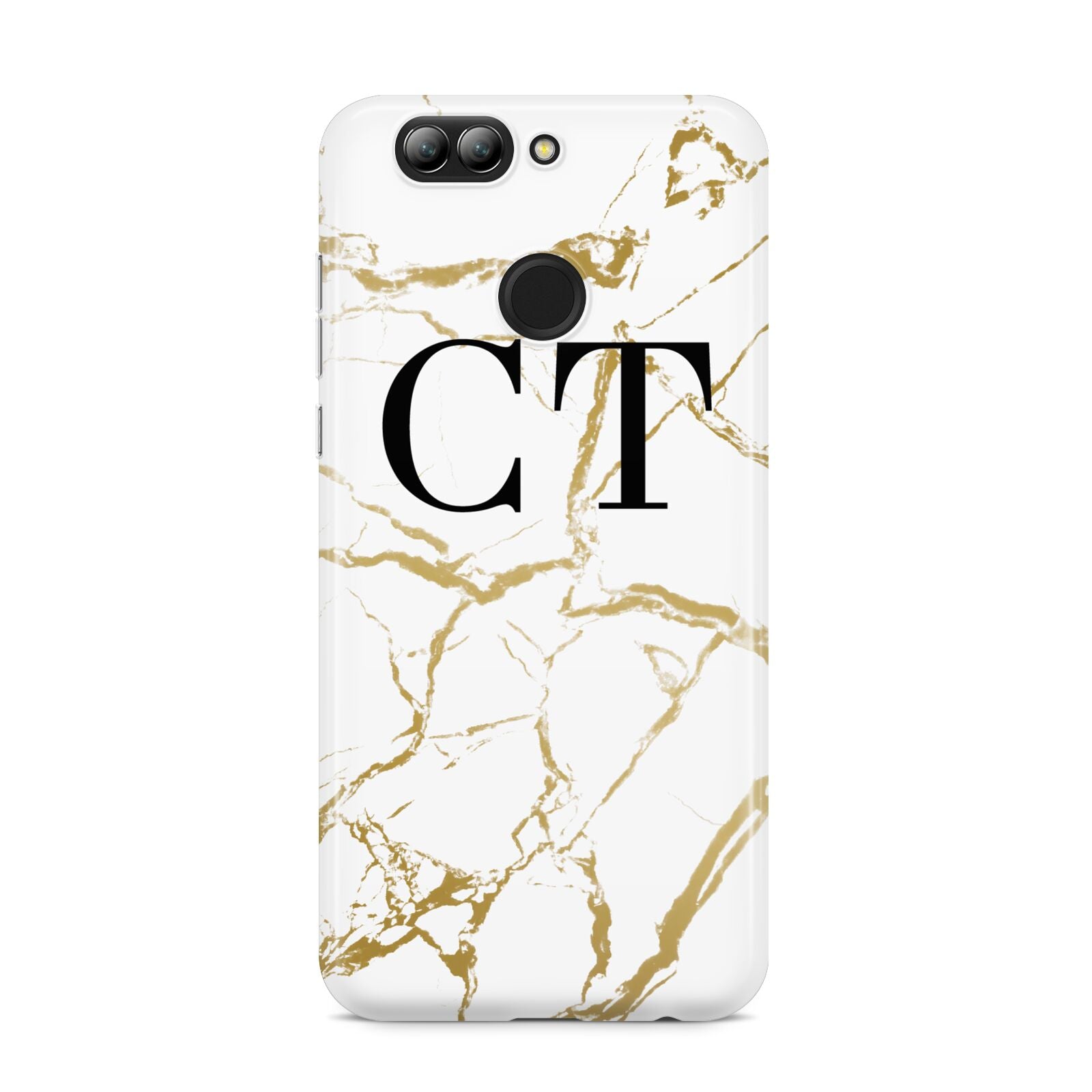 Personalised Gold Veins White Marble Monogram Huawei Nova 2s Phone Case