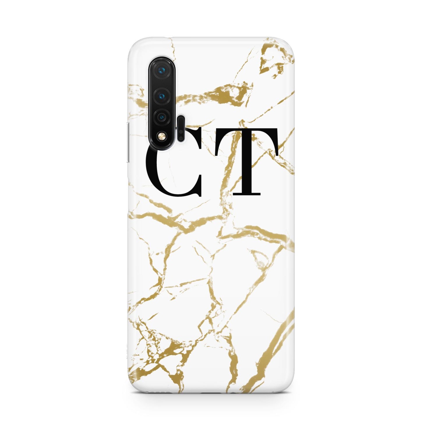 Personalised Gold Veins White Marble Monogram Huawei Nova 6 Phone Case