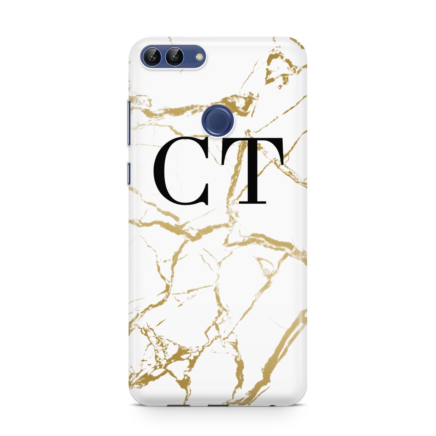 Personalised Gold Veins White Marble Monogram Huawei P Smart Case