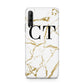 Personalised Gold Veins White Marble Monogram Huawei P Smart Pro 2019