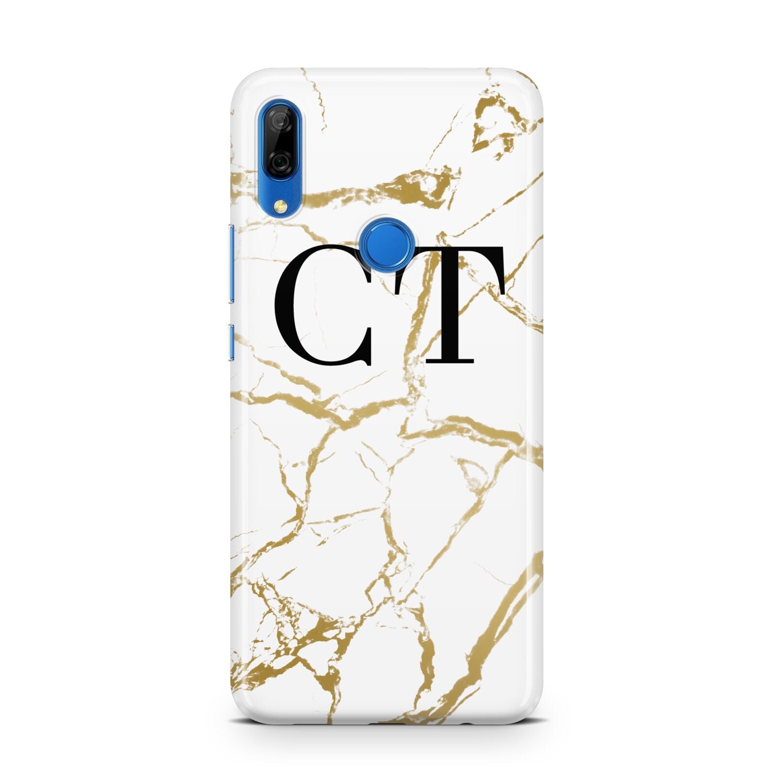 Personalised Gold Veins White Marble Monogram Huawei P Smart Z