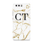 Personalised Gold Veins White Marble Monogram Huawei P10 Phone Case