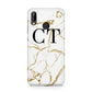 Personalised Gold Veins White Marble Monogram Huawei P20 Lite Phone Case