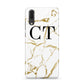 Personalised Gold Veins White Marble Monogram Huawei P20 Phone Case
