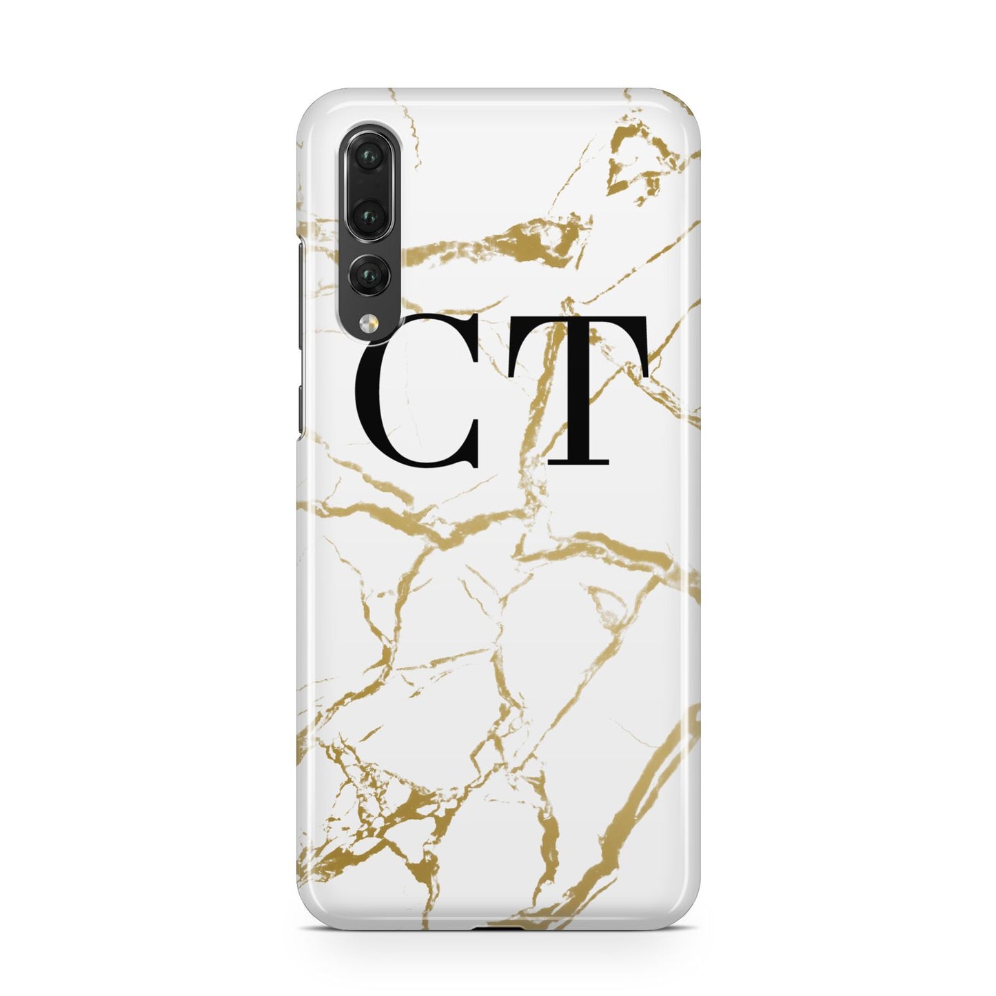 Personalised Gold Veins White Marble Monogram Huawei P20 Pro Phone Case