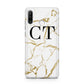Personalised Gold Veins White Marble Monogram Huawei P30 Lite Phone Case