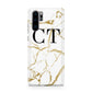 Personalised Gold Veins White Marble Monogram Huawei P30 Pro Phone Case