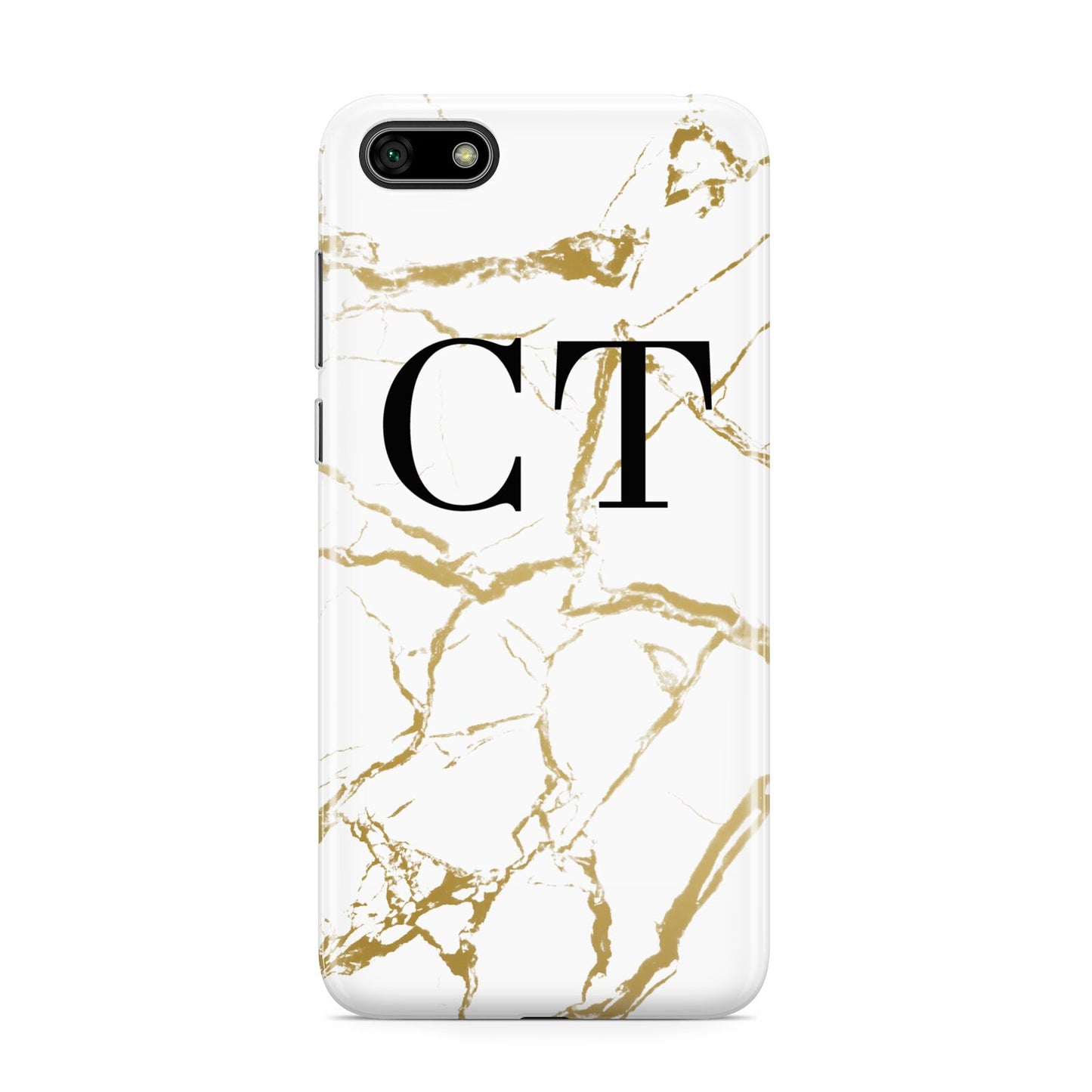 Personalised Gold Veins White Marble Monogram Huawei Y5 Prime 2018 Phone Case