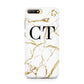 Personalised Gold Veins White Marble Monogram Huawei Y6 2018