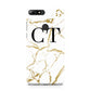 Personalised Gold Veins White Marble Monogram Huawei Y7 2018